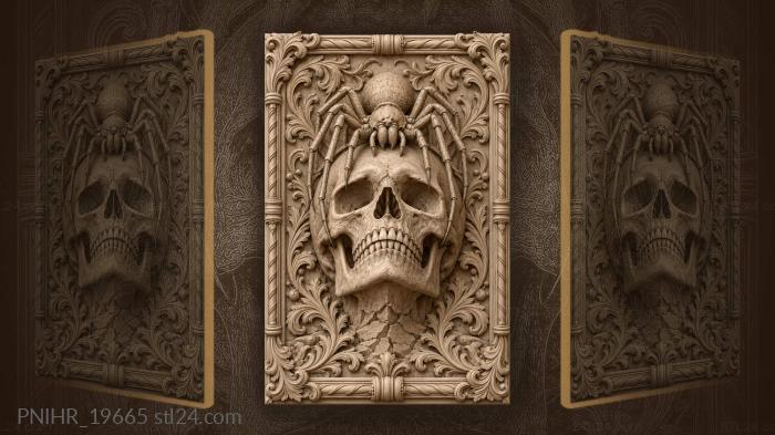 Spider crawls from skull toward broken ground 3d STL model