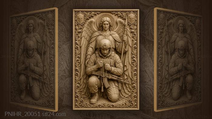 Warrior angel with prayerful soldier 3d STL model