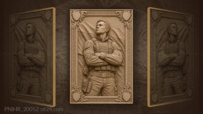 Soldier crossing his arms before the tricolour 3d STL model