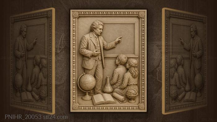 Teacher with students and science · Albert Einstein 3d STL model