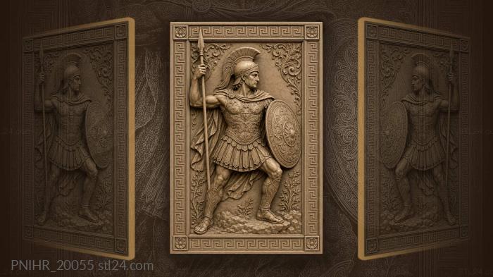 Soldier raising his spear in a breastplate 3d STL model