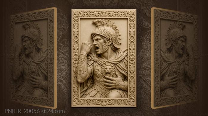 Shouting warrior with a fist at his face 3d STL model