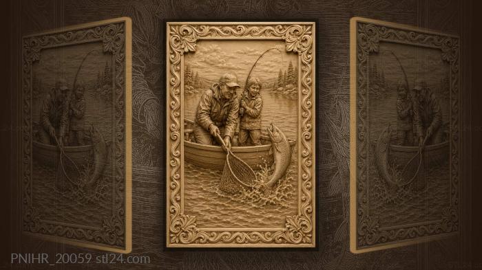 Man with a net and boy with a rod 3d STL model