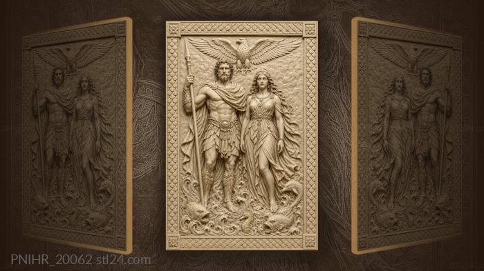 Couple above the sea waves with an eagle 3d STL model