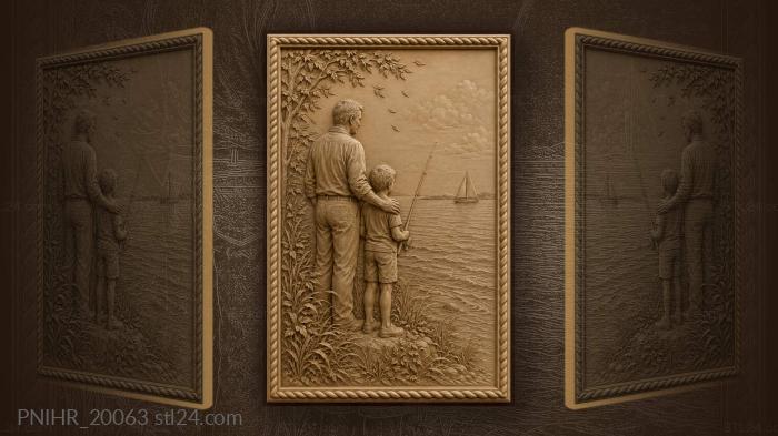 Father and son watching a distant sailboat 3d STL model