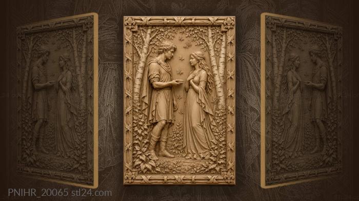 Lovers among birch and butterflies 3d STL model