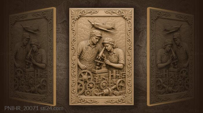 Scientists under airplane industrial sky 3d STL model