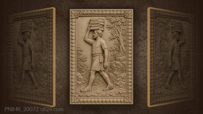 Porter balancing books on his head 3d STL model