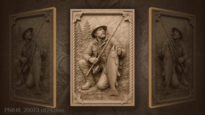 Fisherman with a big catch 3d STL model