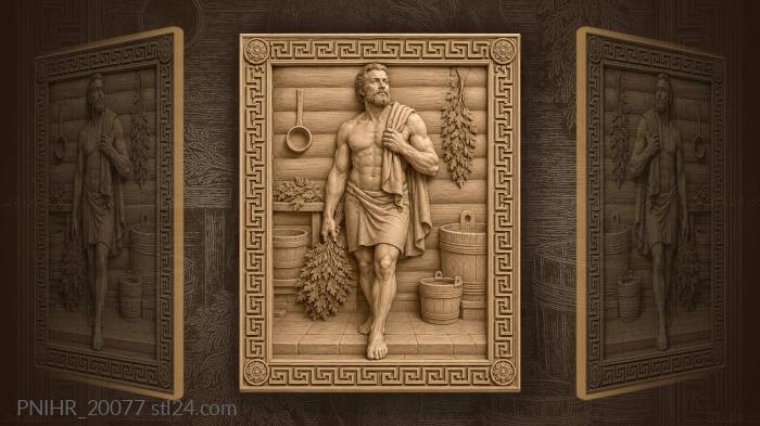 Bather with herbs ancient border 3d STL model