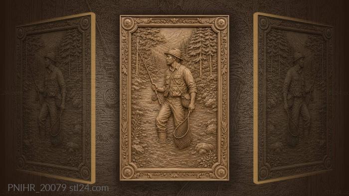 The river runs through the wood past the angler 3d STL model