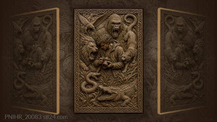 Photographer among roaring beasts and snakes 3d STL model