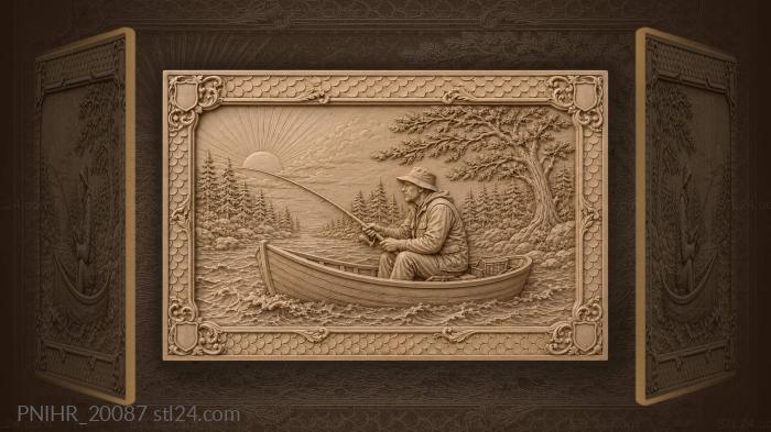 Fisherman’s dawn by pine forest 3d STL model