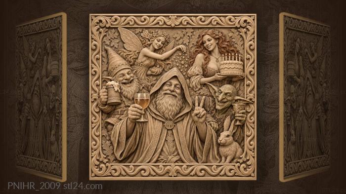 Peaceful mage with golden drink 3d STL model