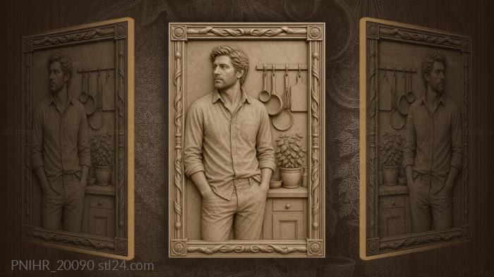 Man in kitchen casual scene 3d STL model