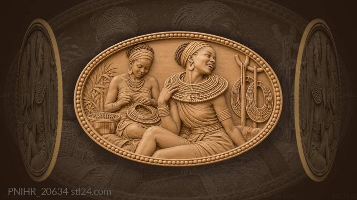 Laughing maiden with beaded collar 3d STL model