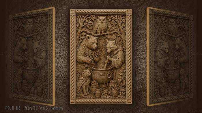 Beasts cook a pot beneath the owl 3d STL model