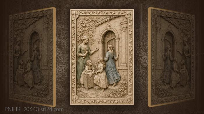 Family gathering by ancient doorway 3d STL model