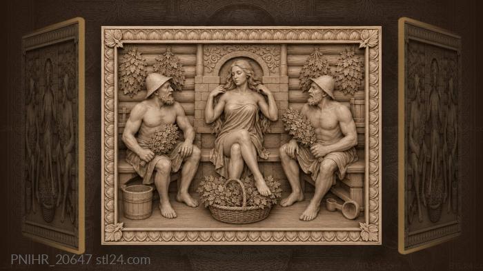 Russian banya bathing ritual scene 3d STL model