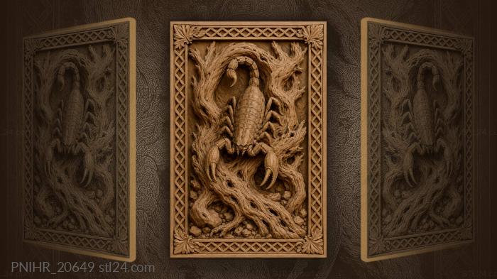 Scorpion and twisted branch nature 3d STL model