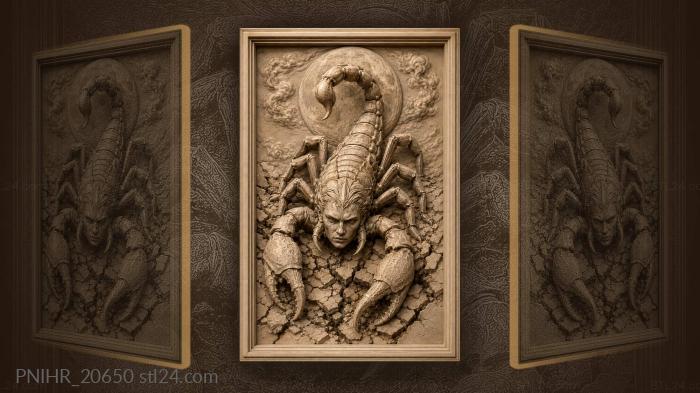 Full moon above the cracked ground scorpion 3d STL model