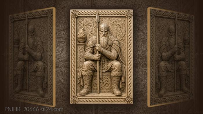 White bearded elder with a spear and torch 3d STL model