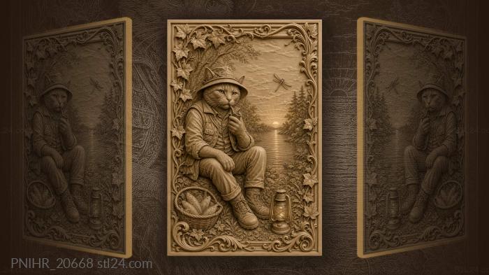 Pipe and lantern on evening shore 3d STL model