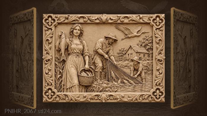 Family fishing by the house 3d STL model