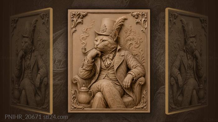 Tall feathered hat and a teapot 3d STL model