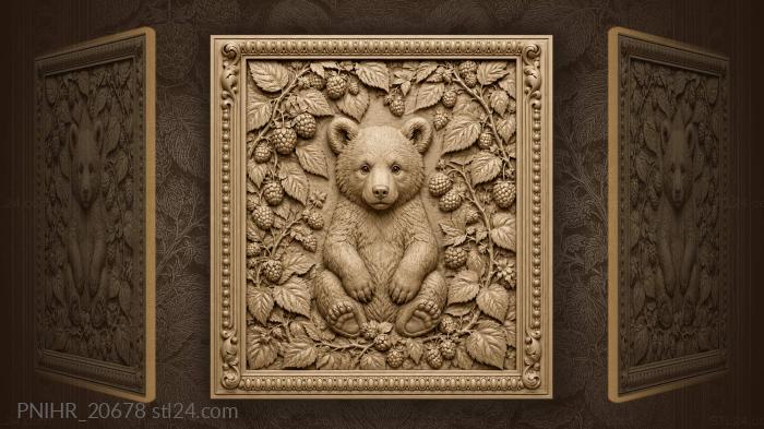 Gentle bear among raspberry vines 3d STL model