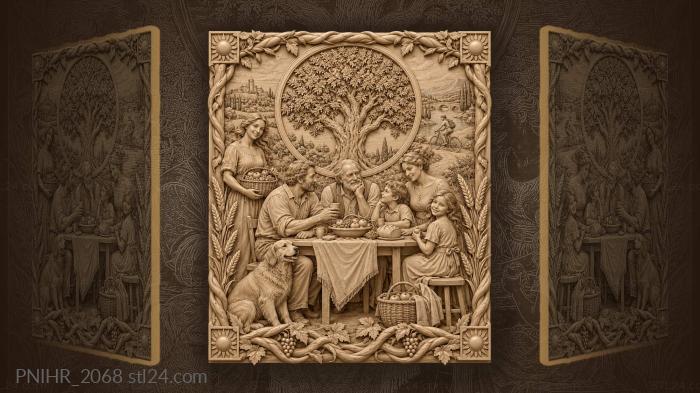 Tree circle above the family table 3d STL model