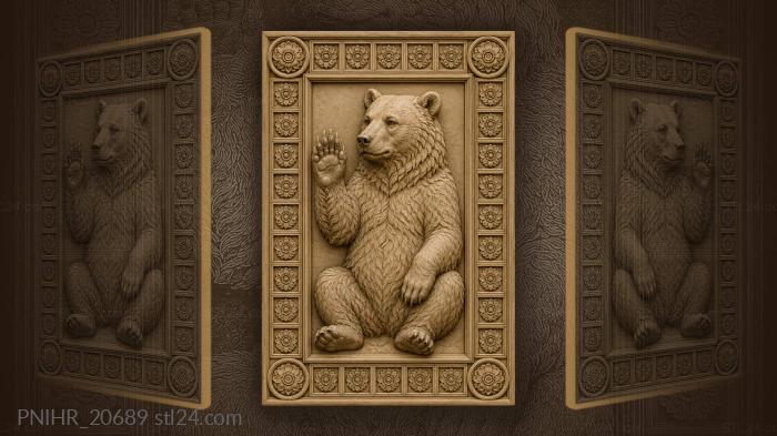 Bear among round rosettes 3d STL model