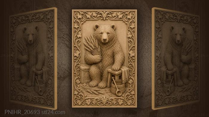 Wheat bundle beside the bucket and chest 3d STL model