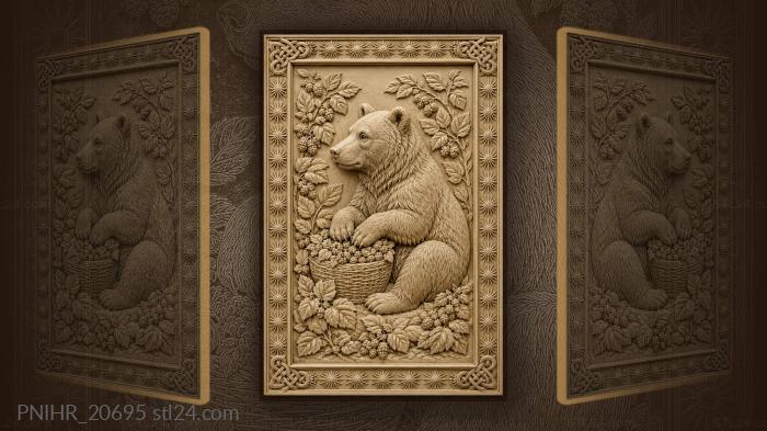 Bear guarding a basket of berries 3d STL model