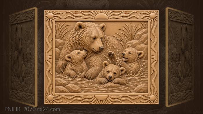 Bears family warm sunny bath 3d STL model