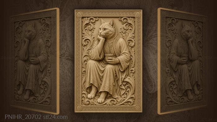 Cup in the paws and cheek resting 3d STL model