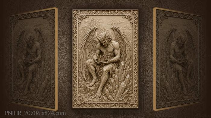 Demon with crown and crystals 3d STL model