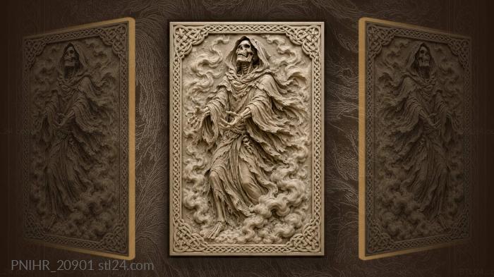 Hooded skeleton with swirling mists 3d STL model