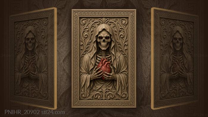 Cloaked skeleton with burning red eyes 3d STL model