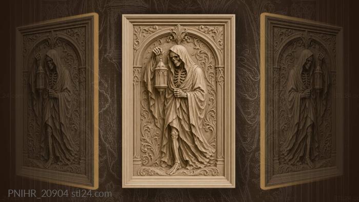 Cloaked skeleton with glowing lantern 3d STL model