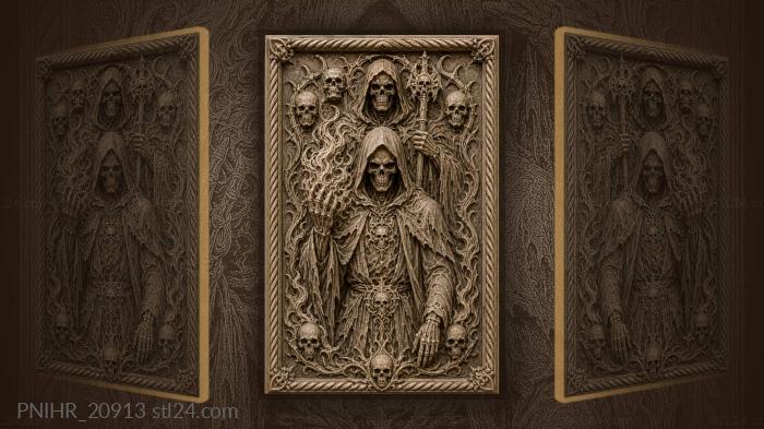 Hooded reaper with fiery embrace 3d STL model