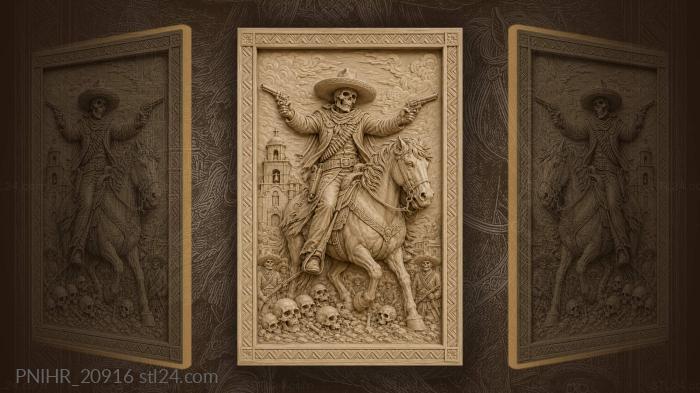 Bandit on horseback with skulls 3d STL model