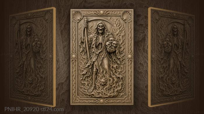 Death with scythe and skulls fire 3d STL model