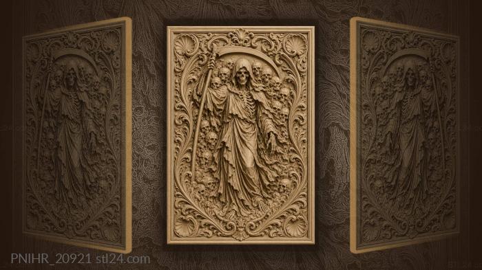 Death among skulls acanthus framing 3d STL model