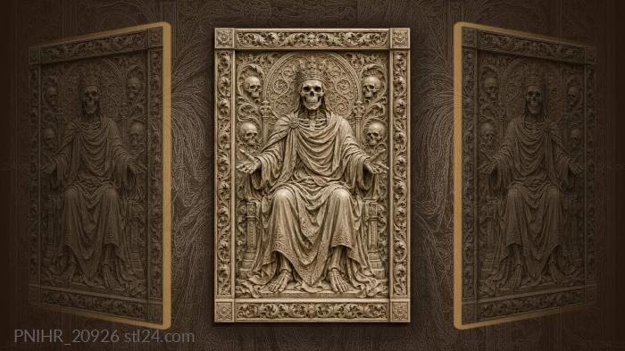 Crowned skeleton with skulls and swirls 3d STL model