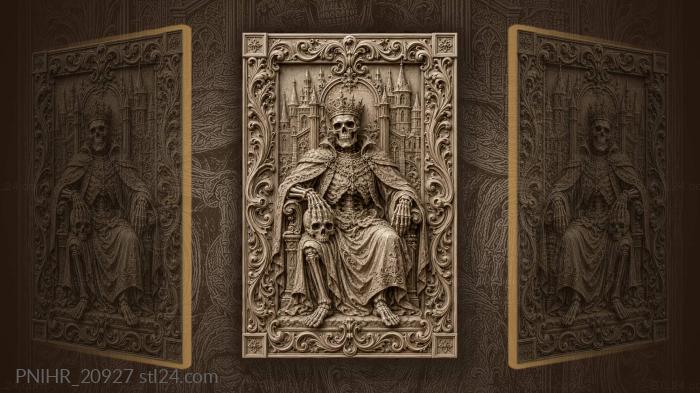 Crowned skeleton with castle backdrop 3d STL model