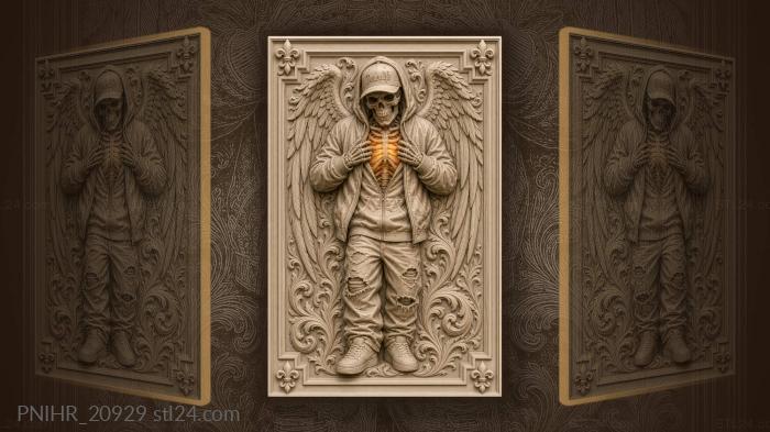 Winged skeleton with inner light 3d STL model