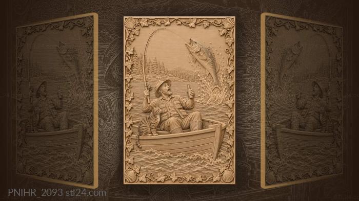 Tabby cat aboard and a bottle in hand 3d STL model