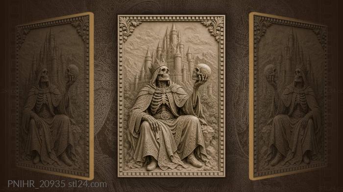 Skeletal king with castle backdrop 3d STL model