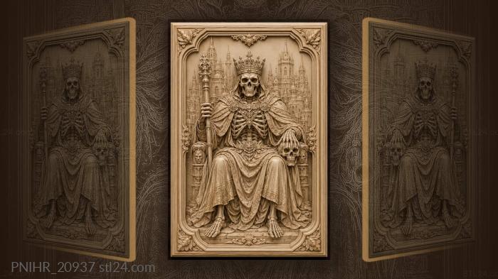 Skeletal king with cityscape and scepter 3d STL model